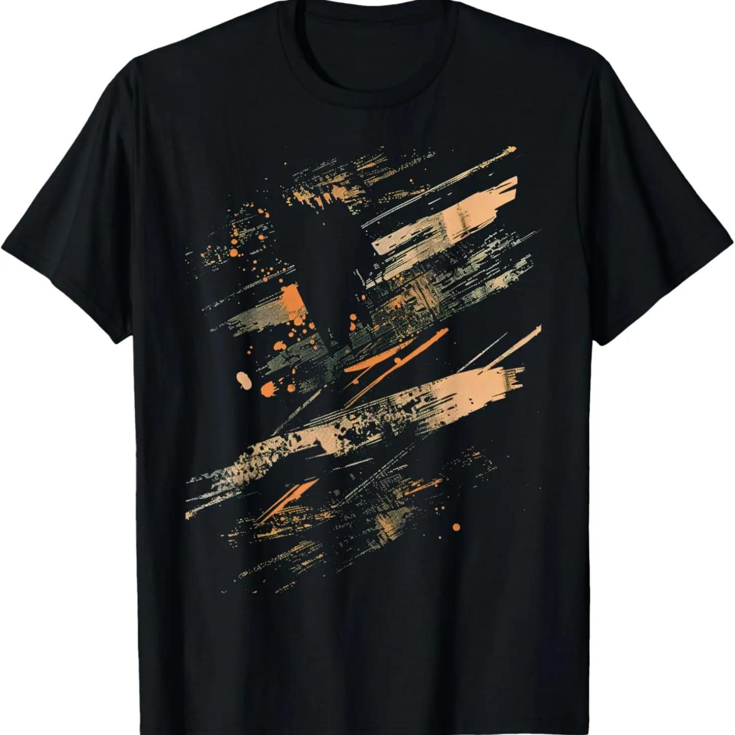 Оранжево-черная футболка в стиле городского гранжа S