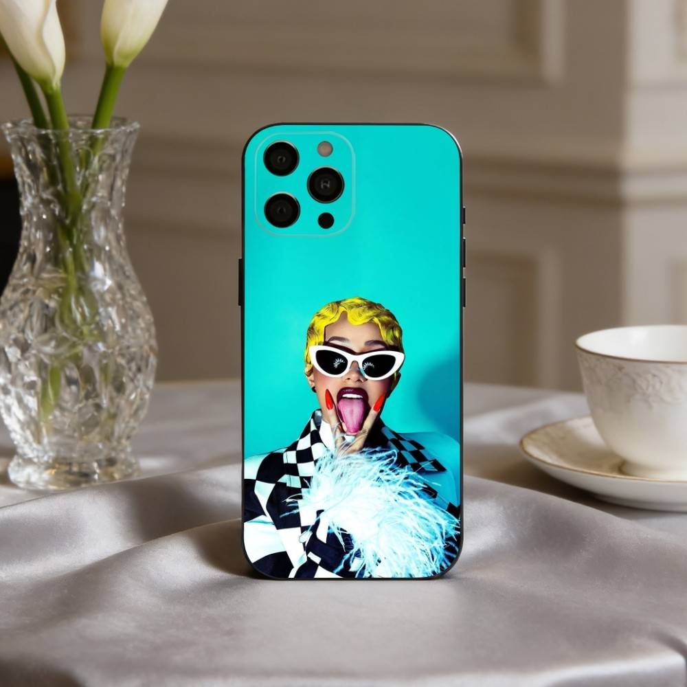 Confident C-Cardi B Singer Phone Case For iPhone 17pro,16,15,14,13,12,11 Plus,Pro Max,XS,Soft Silicone Black Cover
