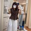 Chic Women's Summer Commuting Set: Sleeveless Round Neck Top & Wide-Leg Pants