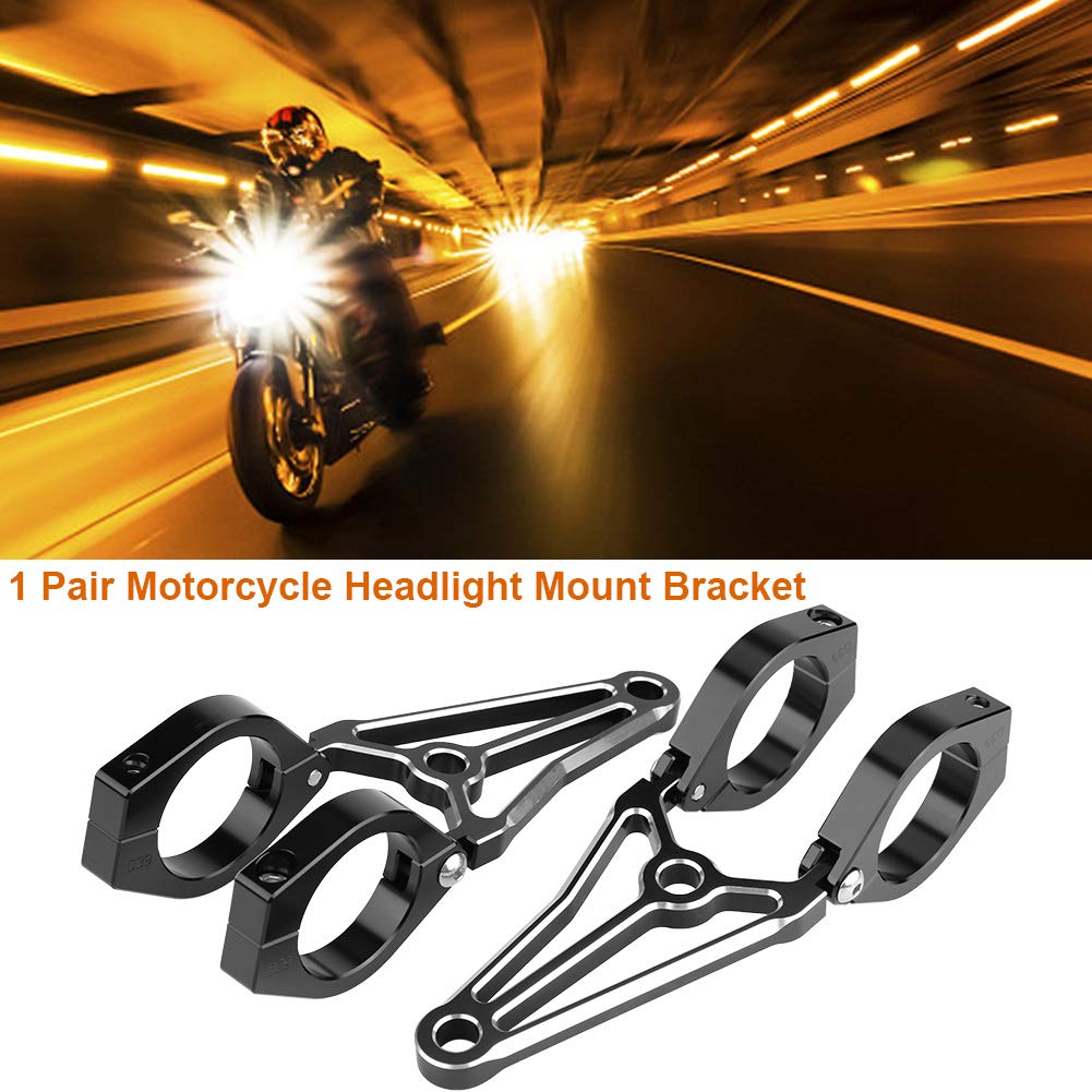 Qiilu Motorcycle Bike Headlight Mount Bracket [1 Pair Set] 1.6 Inches (41 Mm) CNC