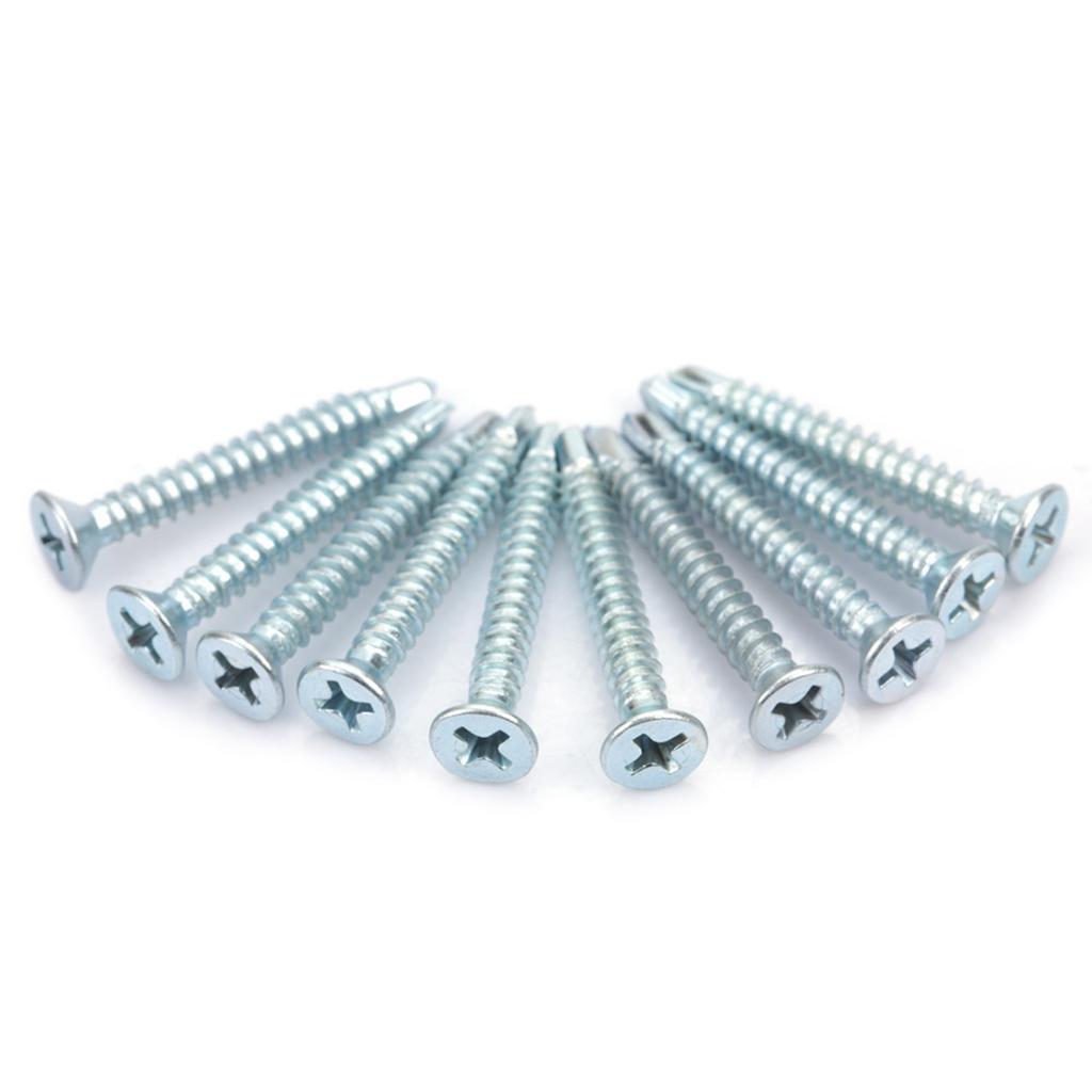 50 stk M4.2 Flathode Selvborende Selvskjærende Skruer Borehale Skruesett (M4.2*38)