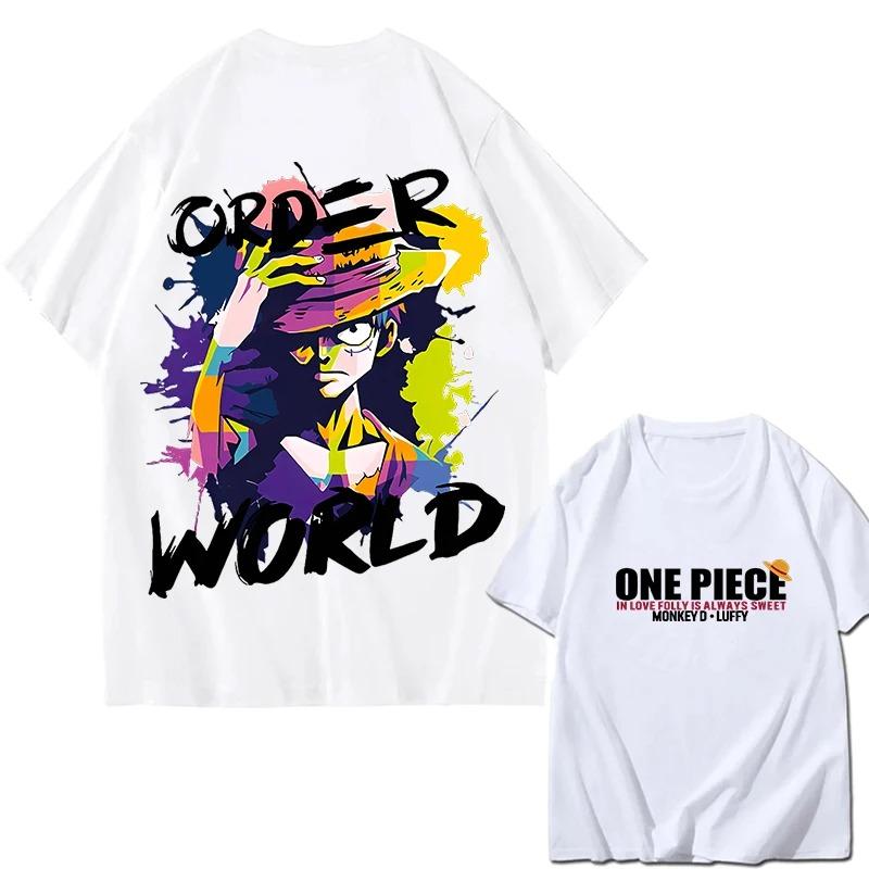 One Piece Zoro Luffy Gear 5 Print Cotton TShirt Unisex Loose Short Sleeve Summer Streetwear ParentChild Matching Tee