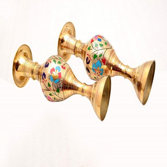 Pure Brass Flower Vase Set of Two (33.02 Cm ,Multicolor)