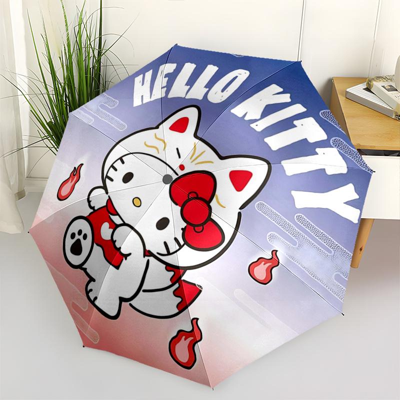 

1pc Hello Kitty Flame-Themed Automatic Opening/Closing Umbrella with Portable Tri-Fold Design, 8-Bone Iron Frame Outdoor Umbrella, Ideal Gift for Fans