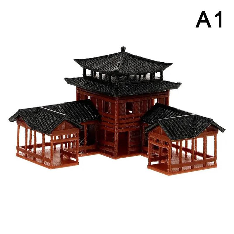 Chinese Inn Statue Ancient Building Model Miniature Japanese Pavilion Decorations Miniature Zen Garden Aquarium Bonsai Ornaments