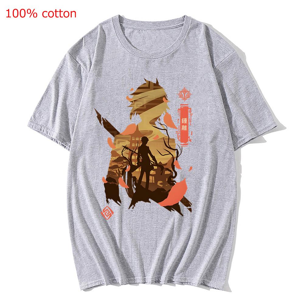 Genshin Impact Printing Tshirts Xiao Venti Print Tee Shirts Hu Tao Zhong Li Graphic T-shirt Kaedehara Kazuha Raiden Shogun Tees