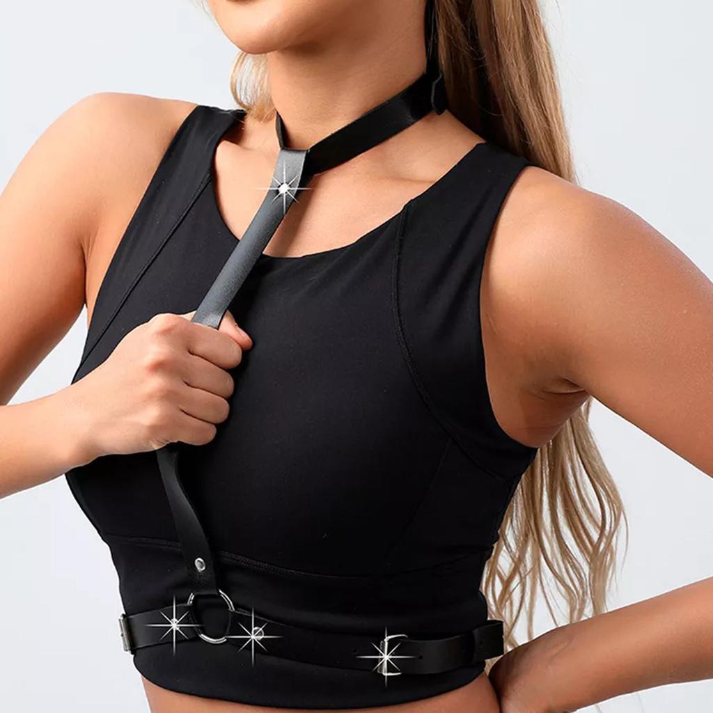 Harness for Women Sexy Harness Garter Pu Leather Studded Decor Women Harness Fetish Clothing Bondage Lingerie
