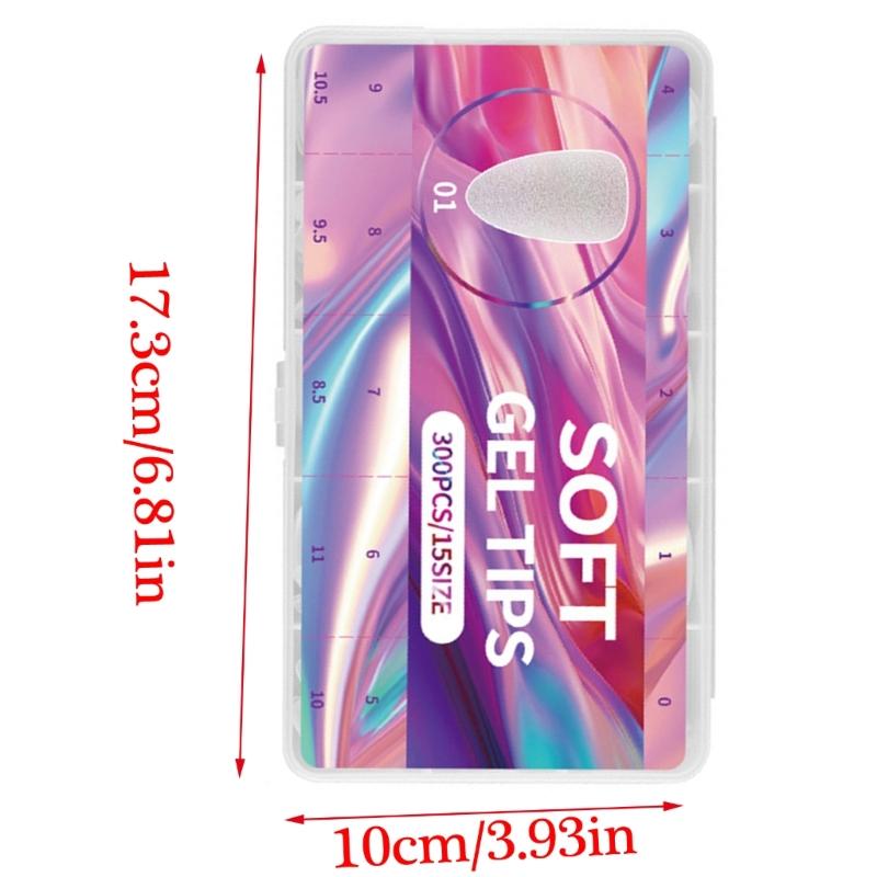 300Pcs Soft Gel Full Cover Short Matte Nail Tips Pre Shaped Acrylic False Nail Manicure Decoration for DIY Nail Art