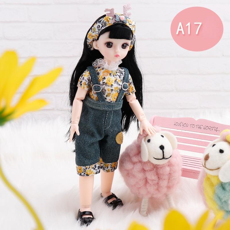 30CM Mini Movable 23Jointed Doll Girls Toy 3D Big Eyes BJD Princess Full Outfits  Dresses  Collection Childrens Doll Gift