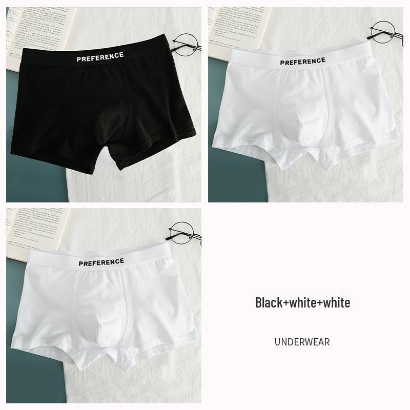 Men's Breathable Cotton Boxer Briefs, Solid Black or White.