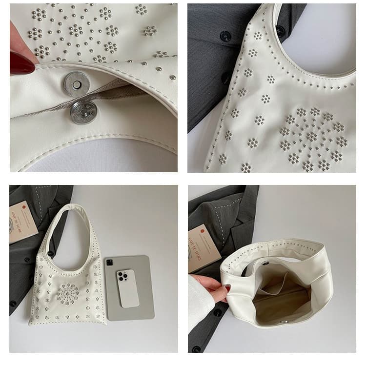 Rivet Flower Hollow Tote Bag Women's Shoulder Handbag