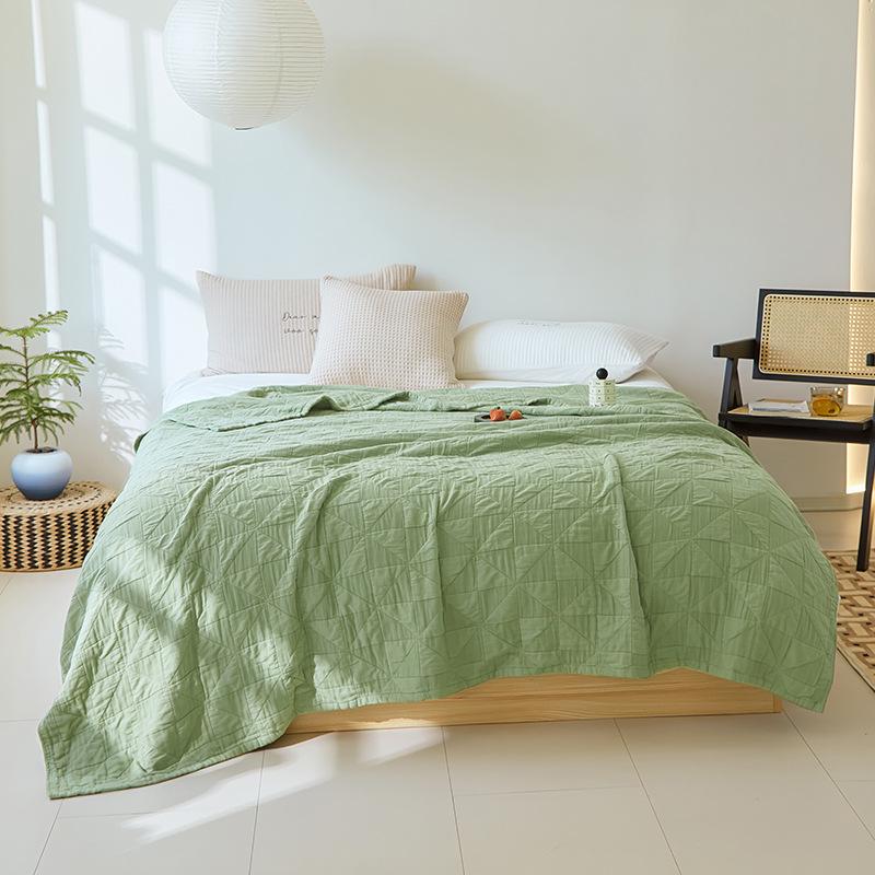 

Одеяла из чистого хлопка, летние, простые, рельефные, 4 слоя, марлевые, охлаждающие, двуспальные, парные, одеяла, покрывала на кровать 150x200cm зелёный