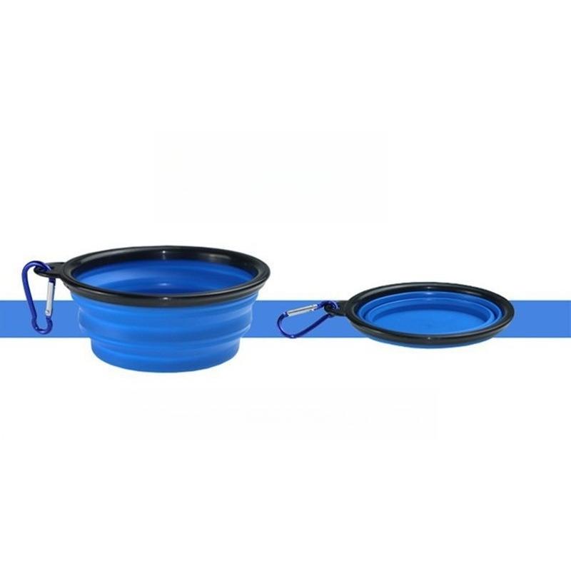 

Pet Dog Cat Silicone Folding Bowls Outdoor Drinking Bowl Portable Dogs Bowl Camping Travel Dog Food Bowls Easy To Clean and Durable Pet Tableware 14.3x6cm синий