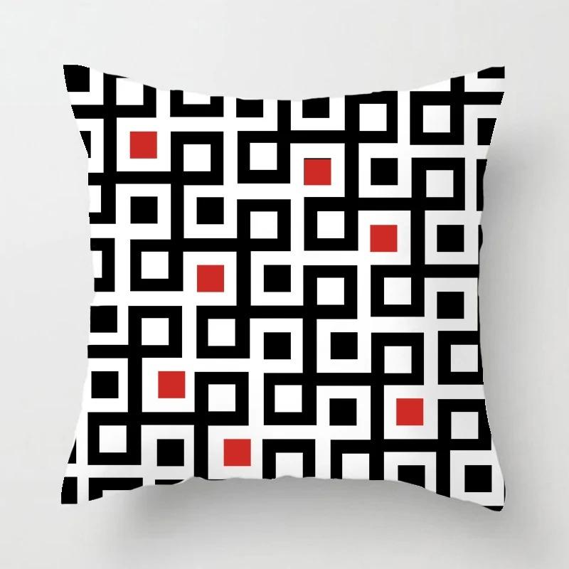 Black and Red Geometric Decorative Pillowcases Living Room Office Home Pillowcases Car Ornaments