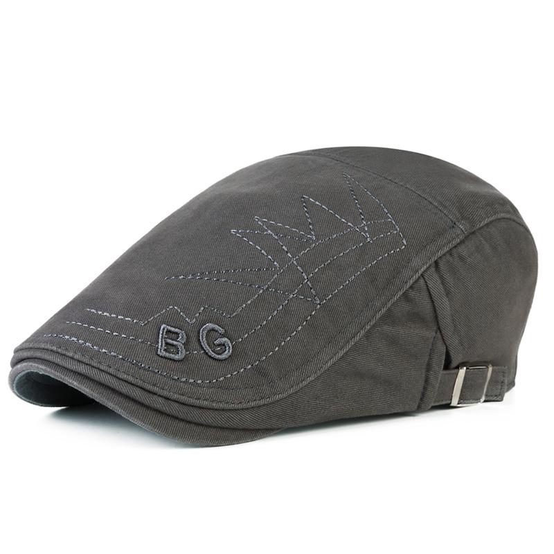 

CNTANG 2024 Men s Berets Cotton Newsboy Cap Vintage Fashion Embroidery Flat Caps Casual Visors Hat For Man Adjustable Beret 55-59CM сірий колір