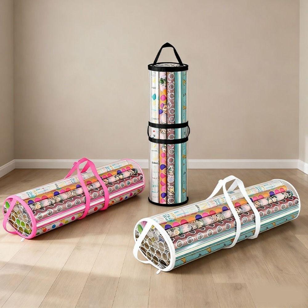 Large Capacity Gift Wrap Storage Bag Cylinder Gift Wrapping Roll Organizer Christmas