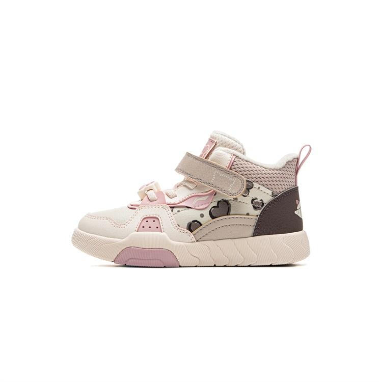 Li Ning Kids Synthetic Leather Woven Fashion Comfortable Non-Slip Shock Absorbing Wear-Resistant Breathable High-Top Kids Skate Shoes YKNU100-22