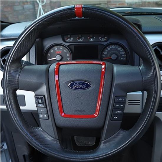 Steering Wheel Moulding Cover Trim Frame for Ford F150 2009-2014 Red Accessories