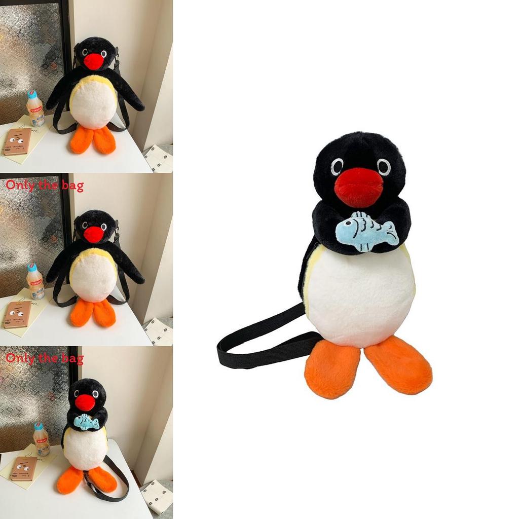 Plush Black Fish Hugging Backpack For Girls With Zipper Closure And Inner Card Pocket