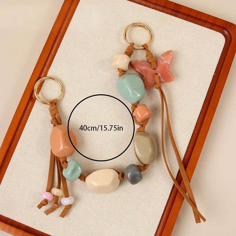 Colorful Resin Handbag Double Buckle Bead Hanging Tassel Amber Wristlet Purse Bag Belt Diy Bag Parts Accessories