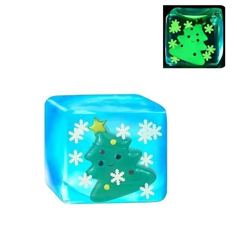 Glow In The Dark Ice Cube Squishy TPR Squishy Fidget Toy Christmas Squeezed Cube Christmas Gift