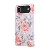 For iPhone 17 Air Case RFID Blocking Flower Leather Phone Cover with Wrist Strap
