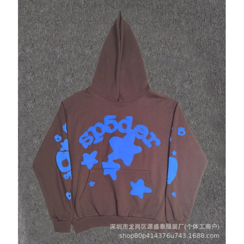 Sp1der Rapper YoungThug Same Foam Letter 555555 Couple Hoodie Pink Sweatshirt