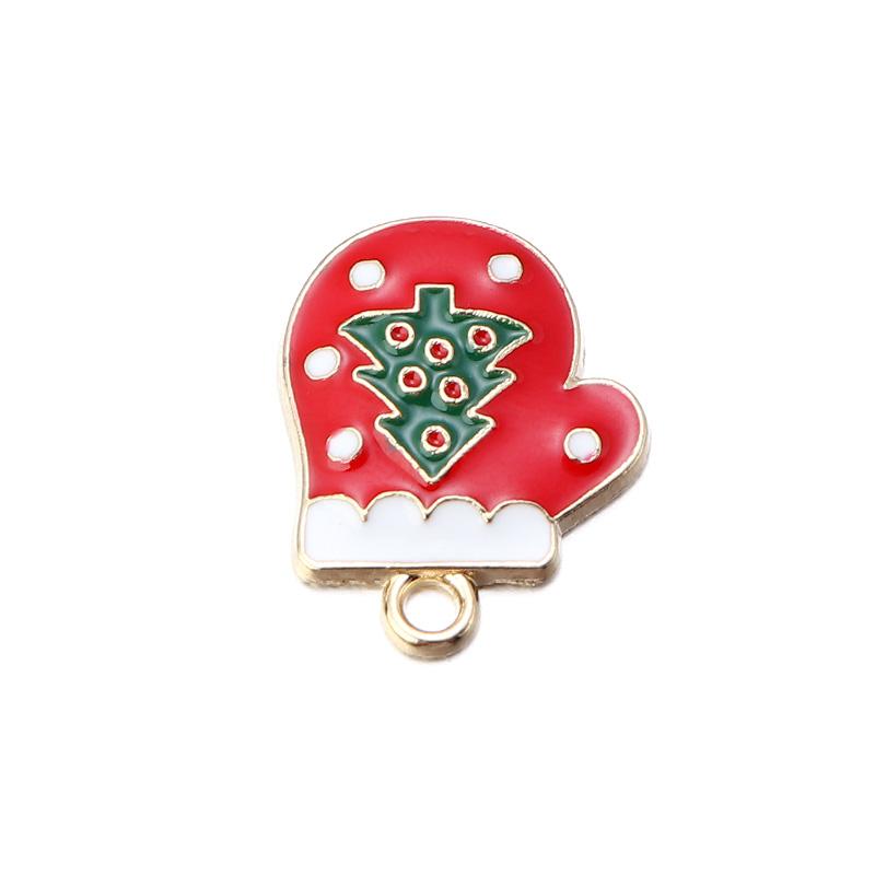 10pcs/lot Alloy Enamel Pendant Santa Claus Bell Christmas Tree Shape Charms For DIY Christmas Earring Necklace Gifts Accessories