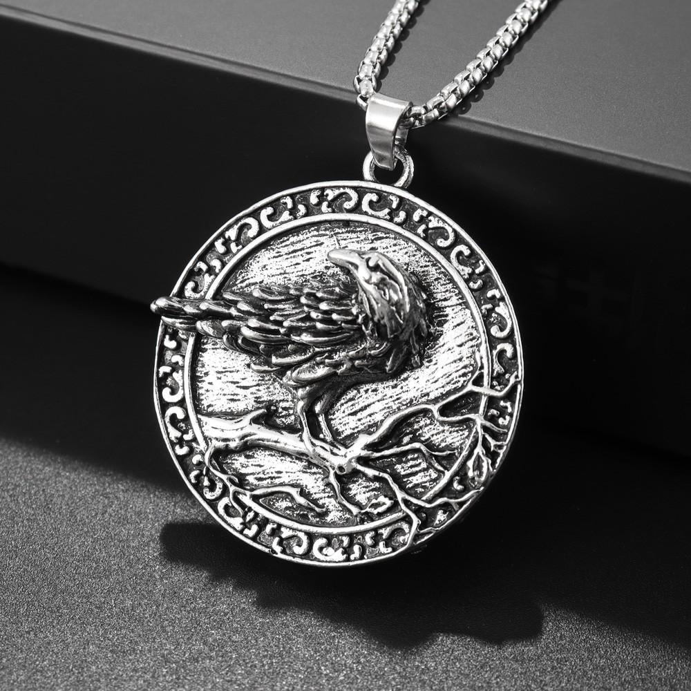 

Модный панк-поп-хип-хоп мужской ожерелье с подвеской в виде орла и ворона, подарочные аксессуары для вечеринок и праздников серебряный