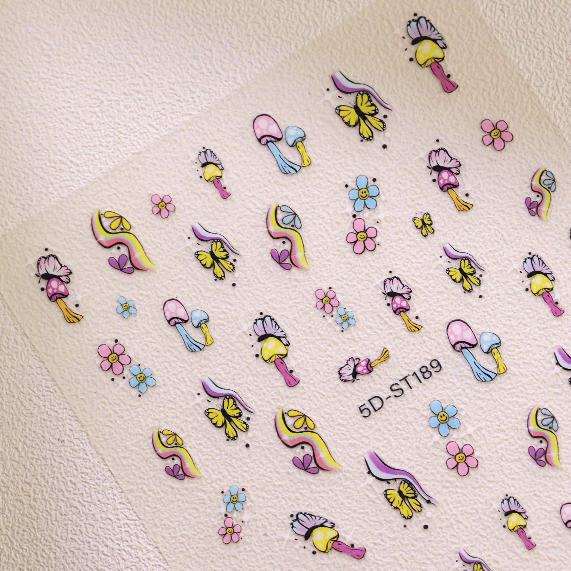 

Sun Smiley Face Flower & Rainbow Cartoon Nail Stickers - Non-Curling Decorative Set