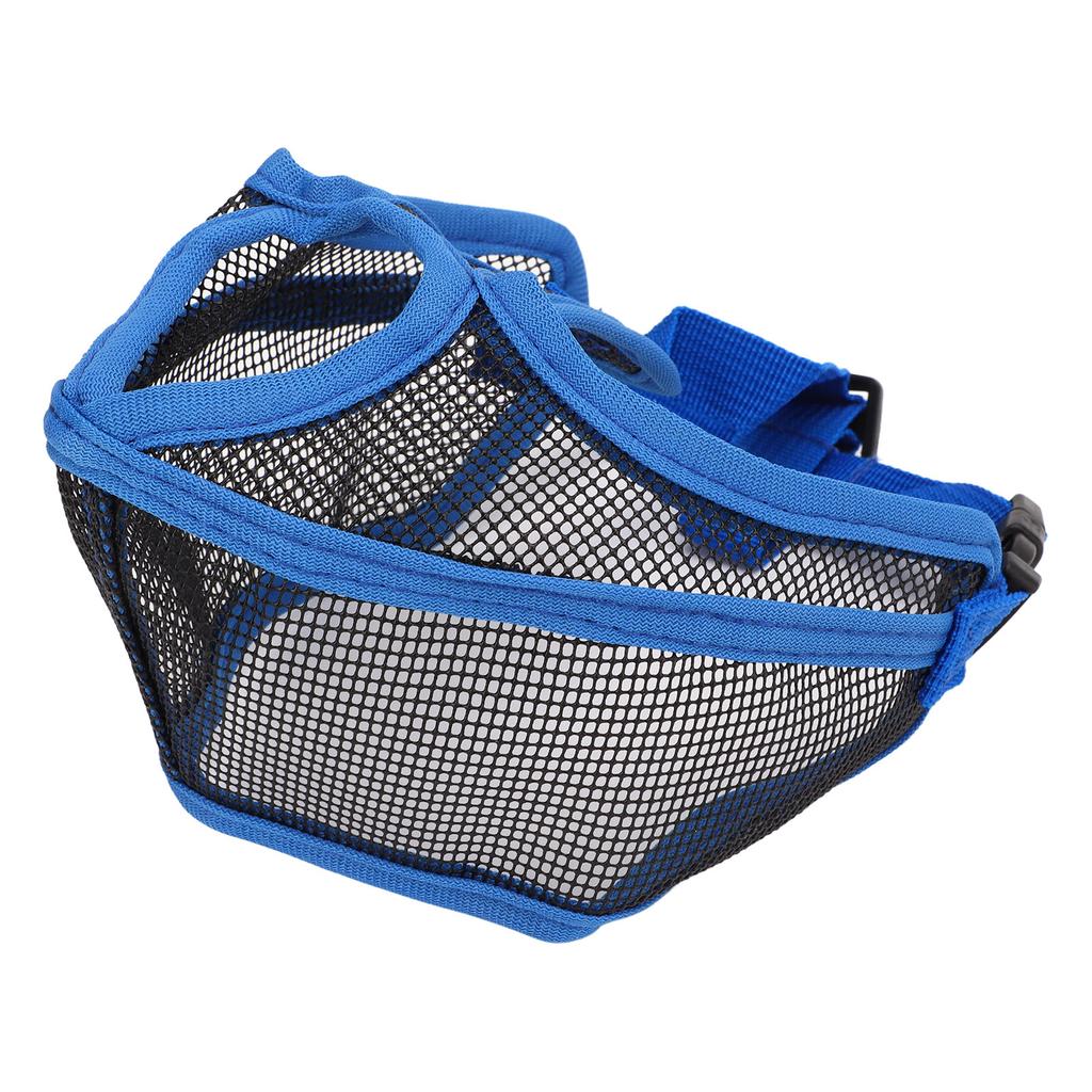 Short Snout Dog Muzzle Adjustable Breathable Prevent Biting Chewing Dog Mesh Muzzle for Bulldog Shar Pei Chihuahua Blue