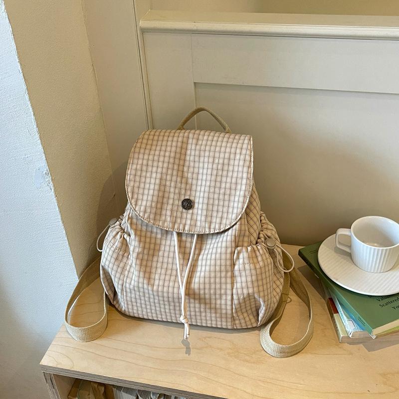 Schoolbagins Korean foreign style light nylon backpack women's 1011 summer new plaid backpack casual commuter schoolbag