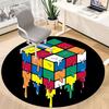 1PC Melting Colors Rubik's Cube Office Round Area Rug,  Mat Suitable ForOffice, Under Office Chairs Bedroom Living Room Home Decor, Room Deco