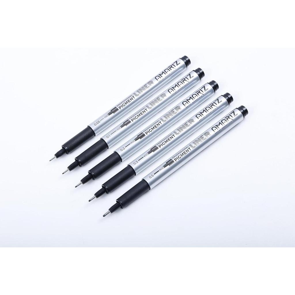AMARIZ Doms Pigment Fine Point Liner Set Of 5, Black Ink Pens For Drawing, Sketching, Writing, Art & Office Use Liner Pens