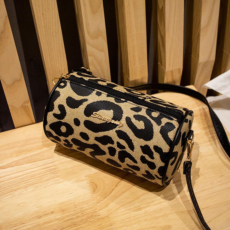 Leopard Print Cylinder Bag Women's Printed Shoulder Bag