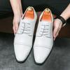 New Spring and Autumn Large Size Business White Leather Shoes Fashion Splicing Men's British Leather Shoes Derby Wedding Leather Shoes
