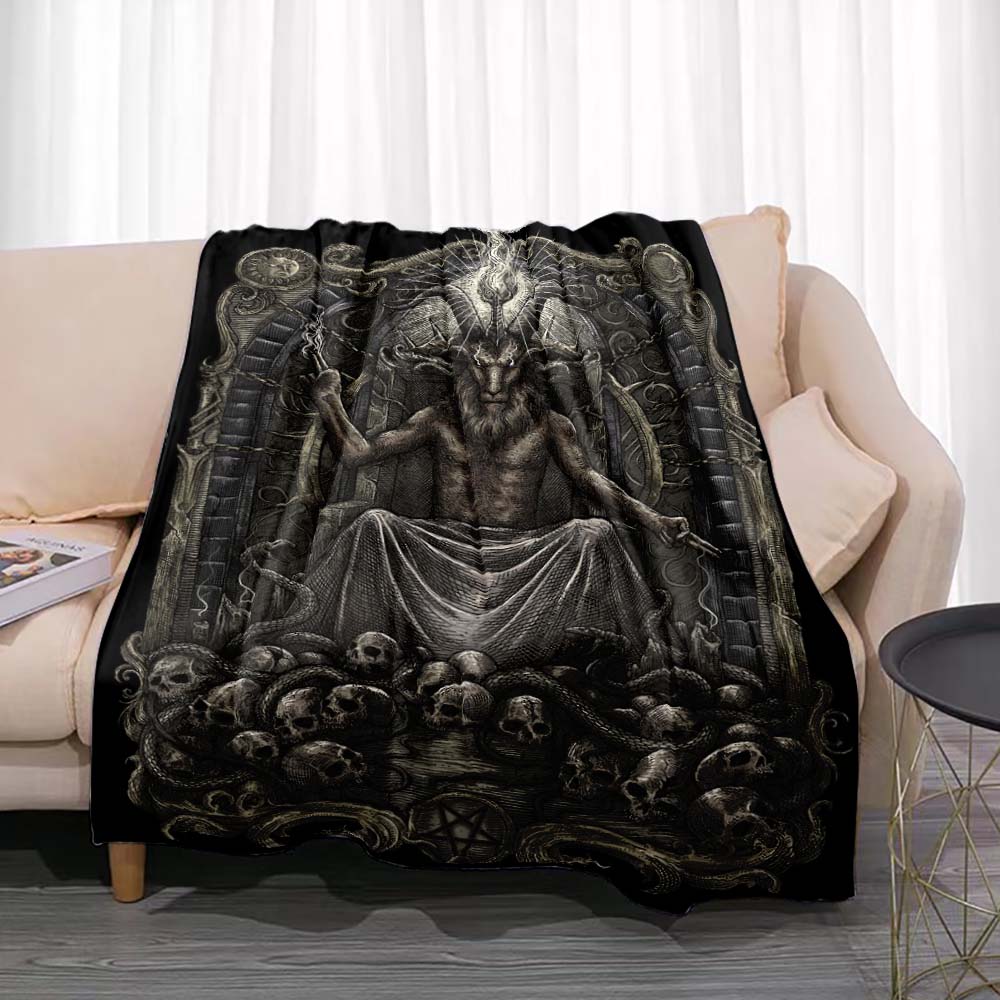 Satan Demon Evil Throw Blanket Bedspread Fleece Flannel Soft Warm Blankets Print Funny Birthday Gift Home Textiles Sofa Decor