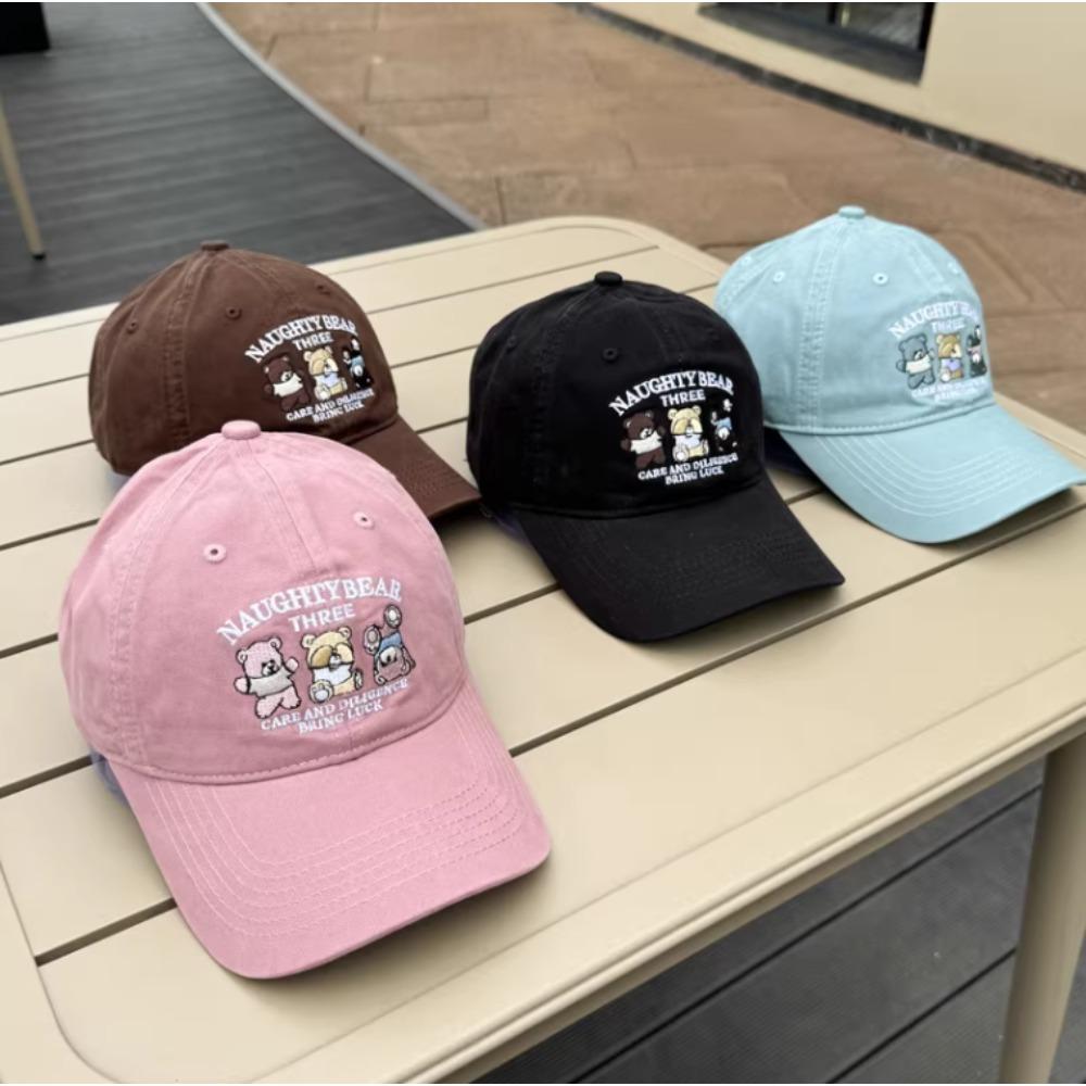 Women's Cotton Baseball Cap Letter Embroidery Color Block Design Korean Retro Style Cute Outdoor Casual Hat