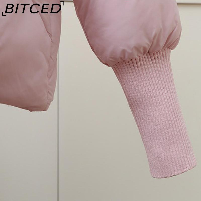 BITCED Women's Short Down-Filled Cotton Jacket with Oversized Fur Collar - Winter Fashion Coat