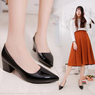 Damen Lederschuhe High Heels Elegant Dicke Absätze Spitzschuhe Slipper