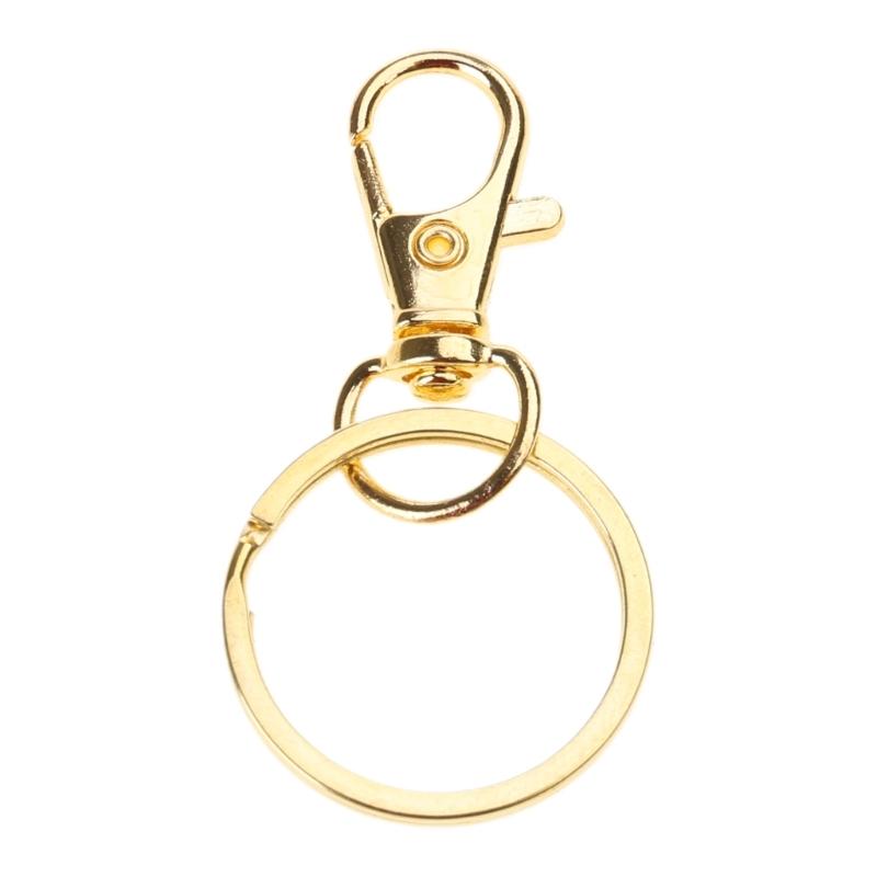 100Pcs Metal Swivel Lobster Claw Clasps Swivel Lobster Clasps with Large Rings Metal Keychain Making Accessories