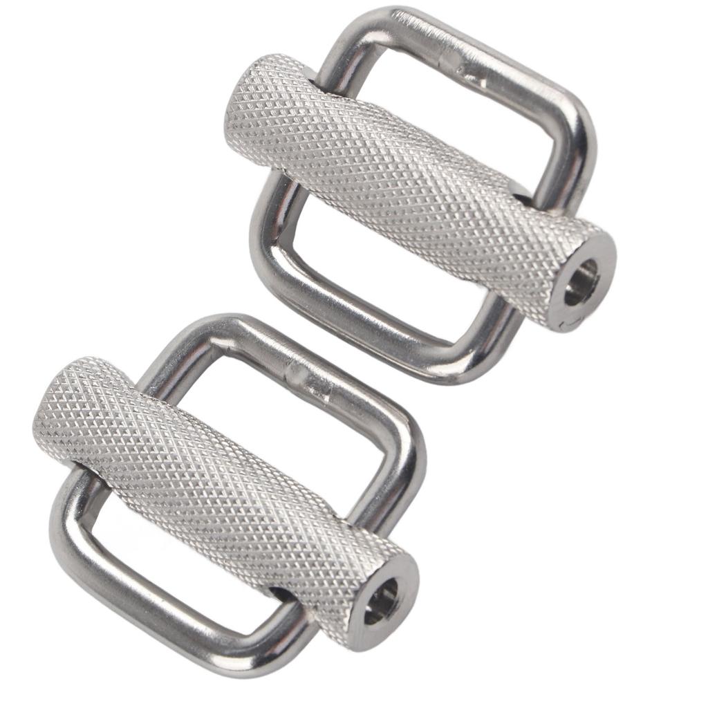 2Pcs Slide Buckle 316 Stainless Steel Rectangle Adjustable Knurled Roller Belt Buckles