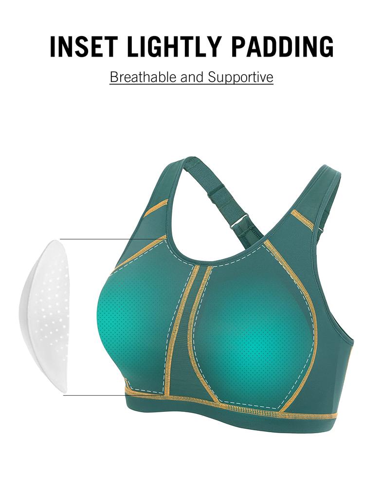 SYROKAN Plus Size Wireless Full Cup Running Sports Size H85 Women's Non-Slip Bra, Racerback, Black, 2,