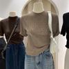 Sweater for Women Thickened Warm Knitted Stretchy Short Sleeve High-neck Tops