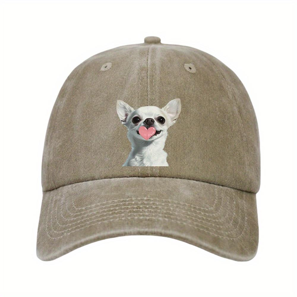 Liebesherz Valentinstag Chihuahua Herz Zunge Druck Baseballkappe Unisex Lässig Verstellbar Denim Stil Hut