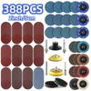 2-inch Torque Sanding Disc Set, 388-Piece Twist Lock Spiral Pads for Rust and Paint Removal