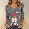 3/4 Sleeve Shirts For Women Print Christmas Tees Blouses Casual Plus Size Basic Tops Pullover