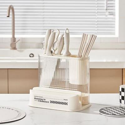 Cream Wind Countertop Knife Board Storage Shelf Household Cutting Board Integrated Rack Kitchen Chopping Block Integrated Rack