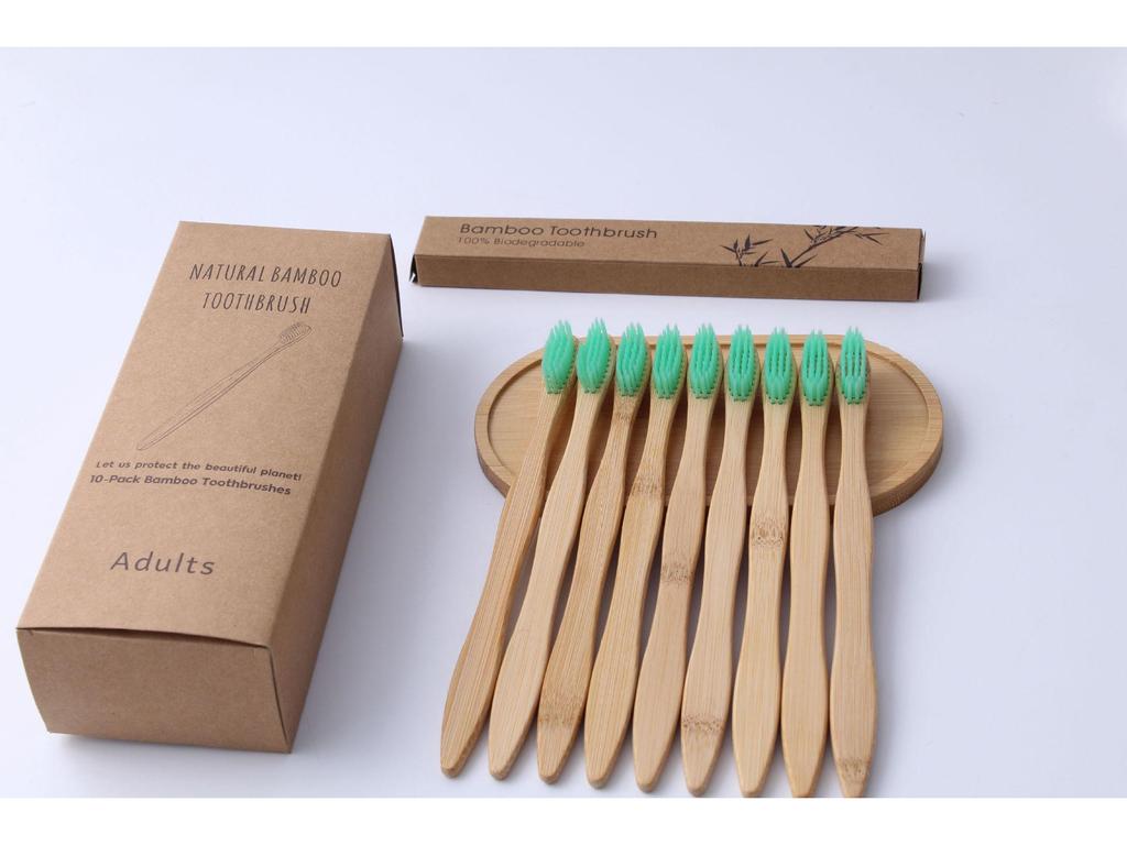 10-Pack Soft Bristle Bamboo Toothbrush Set for Adults - Ideal for Home, Hotel, or B&B, Custom Labeling Available