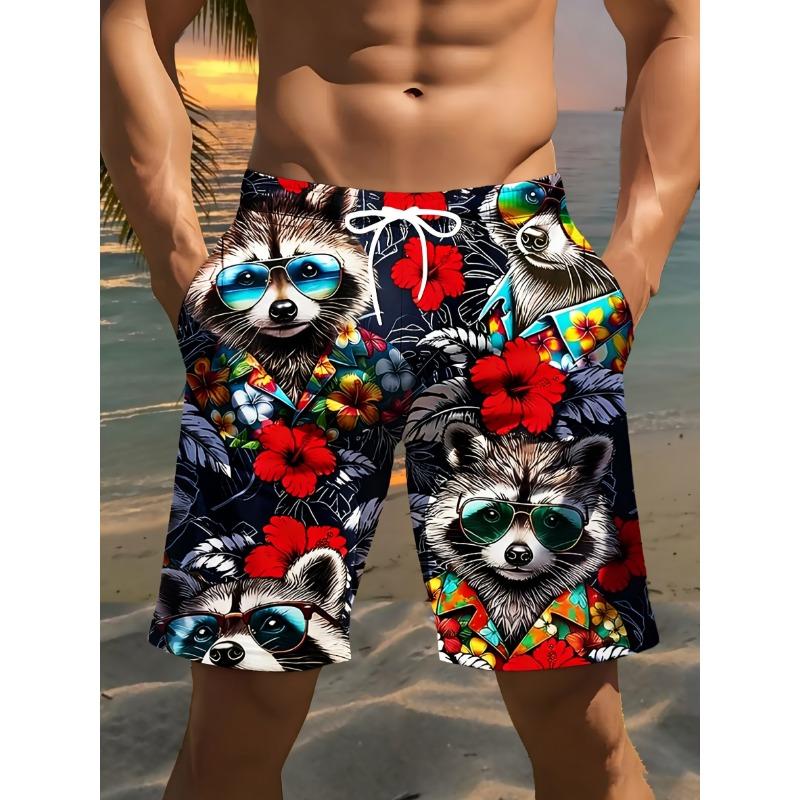 Men's Tropical Raccoon Digital Beach Shorts